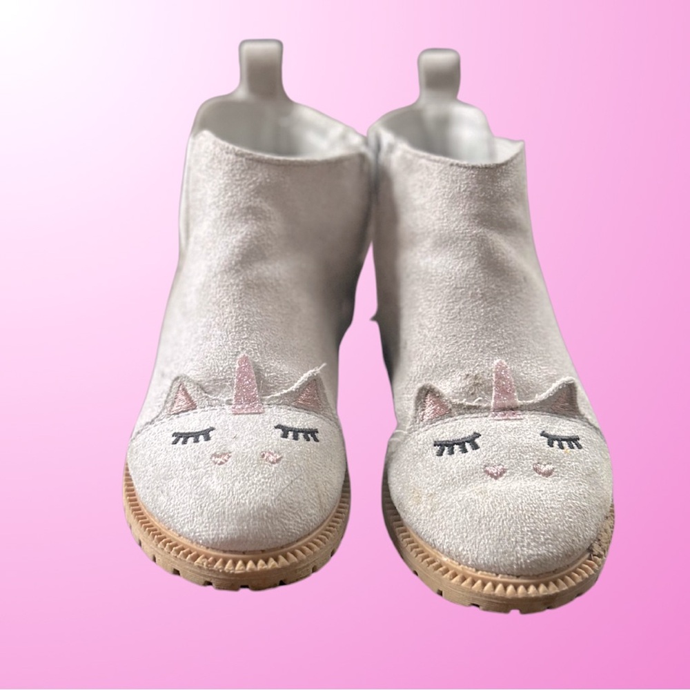 Gray Unicorn Heel Booties for Toddler Girl